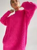 Kvinnors tröjor Casual Solid Sticked Mini Dress Women's Long Sleeve Loose Overized Twist Knit tröja Toppar Autumn Winter Fashion Warm Sweaters 230227