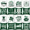 Pillow Case Irish Holiday Party Plaid Sofa Cushion Cover St. Patrick's Day Peach Skin Printing For Home Decoration