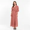 Vestido maxi de roupas étnicas para mulheres embrulhas v estampa de pescoço ouro Oriental do Oriente Médio Duabi Turquia Árabe Plus Size Robe Longo Islâmico 2023