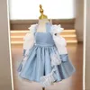 Girl's Dresses Baby Spanish Lolita Princess Ball Gown Lace Bow Beading Design Birthday Party Christening Dresses For Girls Easter Eid A1351 W0224