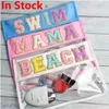 Embroidery Letters Clear PVC Pouch Bag Waterproof With Metal Zipper Pouches Nylon Cosmetic Bags Large Capacity Storage Case For Party Gift