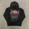 Herrtröjor tröjor hiphop web puff tryck sp5der 555555 hoodie män kvinnor 1 1 hög kvalitet ung thug ängel spindel tung tyg pullover 230227