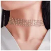 Choker 2023 Sexy Wide Metal Necklaces For Women Lace Shiny Sequin Neck Chokers Chain Collars Necklace Elegant Party Jewelry