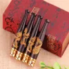 Smoking Accessories Ebony rod filter cigarette holder trumpet ebony carved dragon wood pipe holder