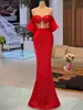 Red Mermaid Glitter Sequin Evening Dress 2024 For Women Luxury Formal Celebrity Prom Gowns Long Formal Party Dresses Robe De Soiree