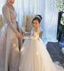 Flickans klänningar Flower Girl's Dresses for Wedding Junior Bridesmaid Vintage Kids Evening Birthday Party Princess Klänning Lolita Första nattvarden