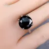 Bagues de Grappe Inbeaut Argent 925 5 Ct Rond Excellente Coupe Passe Diamant Test Étincelant Noir Moissanite Anneau Pour Les Femmes Vintage Fine Jewelry