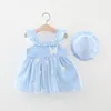 Fille Robes D'été 2023 Bébé Filles Volants Sans Manches Aile De Papillon Robe D'été Princesse Maille Tutu Fête D'anniversaire Mignon Robe Sunhat Vestidos