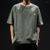 Men's T Shirts Men Cotton Linen Embroidery Tshirts 2023 Summer Mens Streetwear Shirt Male Korean Fashions T-shirt Harajuku Tees