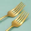 Servis uppsättningar 24 st guld set rostfritt stål bordsartikn knivgaffel sked plattvaror cutlery starkt ljus som serverar redskap