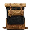 Ryggsäck Retro Oil Wax Rucksack Crazy Horse Leather Travel Outdoor Mountaineering Bag Student School Computer