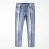 Herr jeans designer designer ny sommarljus färg jeans mäns smala passform liten fot elastisk modetikett tryckt byxor hs8a dkri