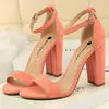 Sandals 2023 Summer Concise Women 95cm Stripper High Heels Wedding Sandals Purple Pink Block Heels Ankle Strap Sandals Plus Size Shoes Z0224