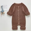 Combinaisons 0-3y Baby Baber Tricoted Born Girls Boys Baran Tost Turning Automne Solid Toddler Children Genys Vêtements Long Sleeve 230228