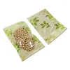 Storage Bags 100Pcs Clear Plastic Green Leaf Printed Bag With Window Self Grip Seal Tear Notch Reusable Food Candy Pouches