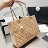 CC Bag Luxury Ladies Caviar GST Lager Capacity Shopping Bags Cowhide Khaki Black Gold and Silver Chain Totes Letter Badge Embroidery Pattern Outdoor Sports Bag Purse