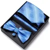 Neck TIES presentförpackning Fashion Silk Jacquard Slipsan Hanky ​​Cufflink Bowtie Set Ties for Men Business Wedding Party J230227