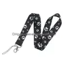 Mobiele telefoonbanden charms schoenonderdelen accessoires lb2234 cartoon honden poot print sleutelhanger lanyard voor sleutelcamera fluitje id badge hold otybs