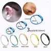 Hoop Earrings 3pcs 6/8/10mm Steel Hinged Clicker Seamless Piercing Nose Ring Lip Ear