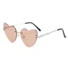 Lunettes de soleil Style coréen Couleur unie Lunettes de soleil Mode Chic Métal Miroir Jambe Lunettes Sans Cadre En Forme De Coeur