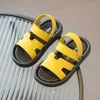 Sandalet çocuklar deri spor sandalet toddler erkek çocuk plaj ayakkabıları çocuklar bebek açık ayak parmağı gündelik spor ayakkabıları 36y sanalias yaz Z0225