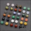 Stone NonPorous 12mm rund boll Inga hål Löst pärlor 7 Chakras charms läkande Reiki Rose Quartz Crystal Cab för DIY Making Crafts Dec Dh3kx