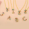 Chains Sterling Silver Zircon Colorful Gold Letter Pendant Initial F Alphabet Necklace Opals Women Accessories JewelryChains ChainsChains