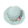 Chapeaux à large bord décontracté enfant en bas âge bébé paille tissage soleil plage sac à bandoulière fleur parasol casquettes filles été HatWide