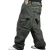 Spodnie męskie szerokie nogi Hip Hop Spodnie Mężczyzn Casual Cotton Harem Cargo Spodnie luźne workowate spodnie streetwear plus size joggers Men un30228