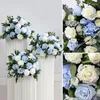 Decorative Flowers Artificial Blue Green Plant Rose Floral Outdoor Wedding Backdrop Arch Deco Hang Flower Row Arrangement Party Floor Ball