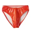 Underpants Men Sexy Latex Briefs Gay Underwear PVC Faux Leather Bikini Erotic Lingerie Thongs Sissy Panties Plus Size