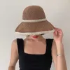 Szerokie czapki z czapki zaciekłe czapki dla kobiet letnia słoma słomy hat gild na zewnątrz Travel Słomy Cap Casual Hat Plaży Panama Straw Akcesoria Pearl G230227