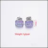 car dvr Stud 10Mm Square Stainless Steel Resin Druzy Drusy Earrings Handmade For Women Jewelry Men Drop Delivery Dhonz