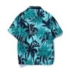 Men's Casual Shirts Aloha Shirt Men Clothing 2023 Summer Coconut Tree Printed Short Sleeve Green Hawaiian Shirts Mens Beach Wear Blouses Tops Male Z0224