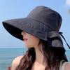 Chapeaux à large bord pour femmes Chapeau de soleil à large bord Été Pliable Pliable Summer Beach Ponytail Anti-UV Sun Bucket Hats Neck Guard Fisherman Hat G230227