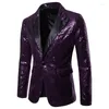 Giacche da uomo Giacca con paillettes da uomo Bottone a fila singola Shiny Dance Wedding 2023