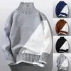 Men's Sweaters autumn and winter men's sweater color matching comfortable warm round neck long sleeve casual all-match knitted top 230228