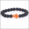 voiture dvr Brins Perlés À La Mode 8Mm Noir Pierre De Lave Turquoise Perle Croix Bracelet Diffuseur D'huile Perles Volcaniques Pour Femmes Hommes Bijoux Drop Del Dh6Fj