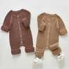 Combinaisons 0-3y Baby Baber Tricoted Born Girls Boys Baran Tost Turning Automne Solid Toddler Children Genys Vêtements Long Sleeve 230228