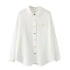 Camicette da donna Camicie Camicetta da camicia bianca a maniche lunghe in cotone doppio dolce autunnoDonne
