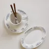 Tazze Piattini Cute Life Nordic Riutilizzabile Tazza di ceramica Piatto Colazione Latte Tè Set da caffè Cucina Decorativa Bere Latte Mate Piattino