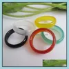 Cluster Rings Fashion Glass Ring Synthetic Jade Agate Stone Jewelry Hand Circle For Women Men Drop Delivery Dhtte