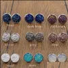 car dvr Stud Round Stainless Steel 12Mm Resin Druzy Drusy Earrings Handmade For Women Jewelry Men Drop Delivery Dho60