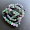 Charm Armbänder 6mm 8mm 10mm Naturstein Regenbogen Fluorit Perlen Armband Mädchen Schmuck Heilung Energie Buddha