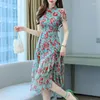 Party Dresses Summer Dress Women Green High Waist Silm Midi For Korean Fashion Chinese Style Elegant Clothes Vestido Sexy Mujer