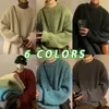 Męskie swetry privathinker męskie swetry okrągły szyję solidny kolor koreański styl dzianin pullover luźne zimowe dzianiny 230228