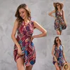 Casual jurken zomer geprinte mouwloze bodycon vestido de mujer vintage mode dames boho long maxi jurk aardbei mini v-neck gedrapeerd