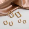 Masowe kwadratowe białe sześcienne kolczyki z obręczami Złota Kolor Metal Małe kryształowe kolczyki klamry do uszu biżuterii dla kobiet