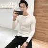 Herrtröjor Autumn Men's Slim Fit Pullover Sweaters Male Solid Color O-Neck tröja svart vit stickad pullover toppar S-2XL 230228