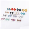 Stud Resin Stainless Steel Earings Drusy Druzy Earrings Jewelry Women Party Gift Dress Candy Colors Drop Delivery Dhyhk